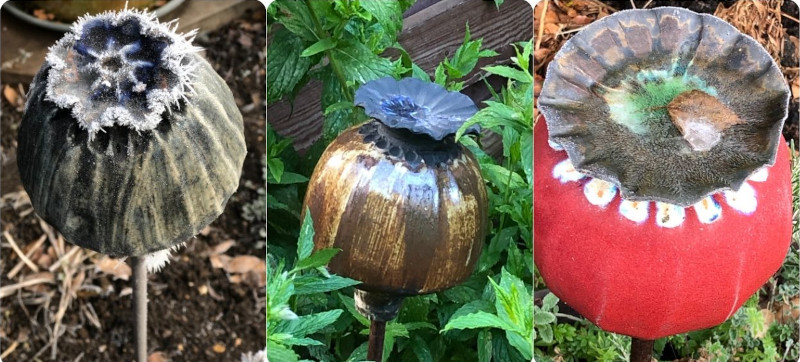 Development of colour for ceramic poppy seed heads