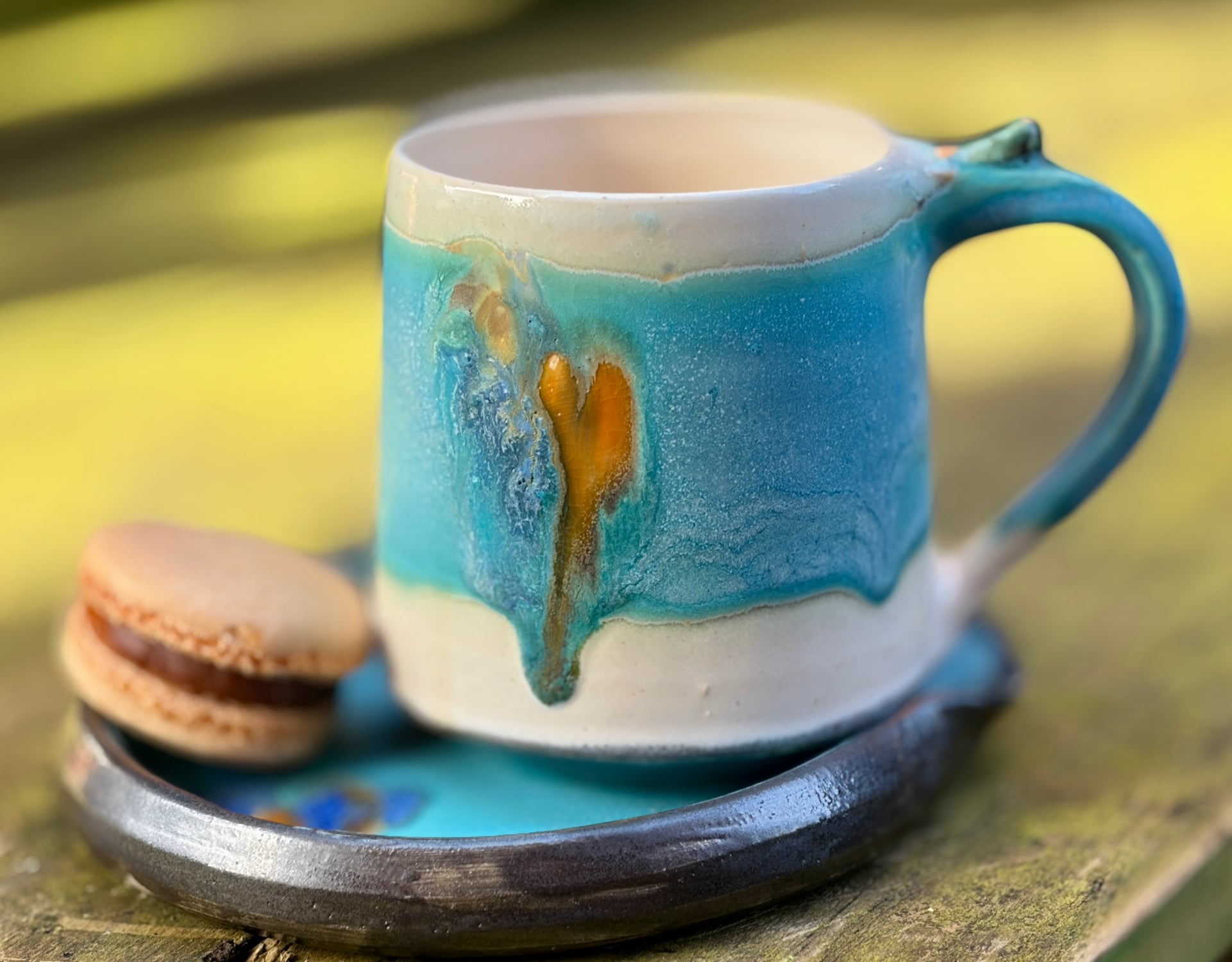 Ocean mug and macaroon